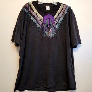 Vintage Southwestern Spin Art Painted Tshirt Coyote Howling At The Moon XL